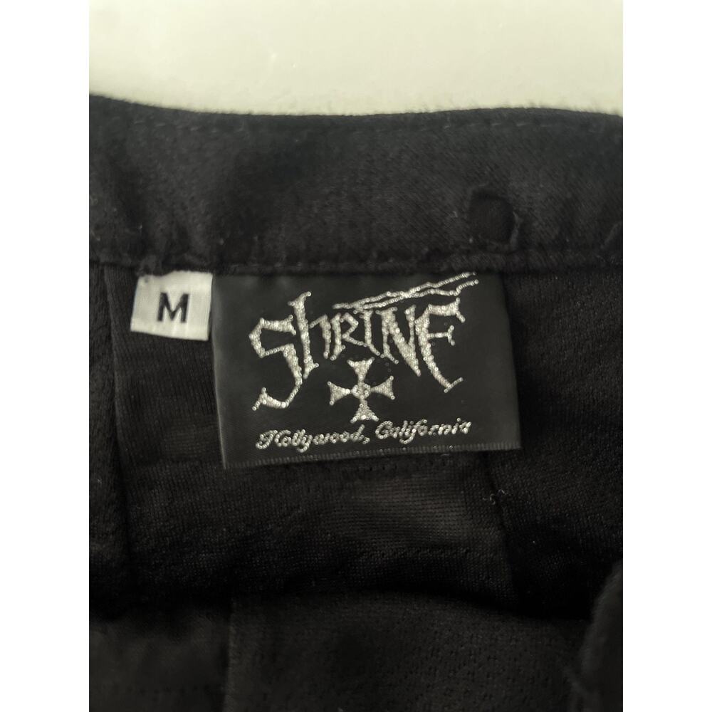Shrine Skirt Women M Black Stretch Micro Mini Low Rise Burnout Goth Zip Back USA - Picture 2 of 7
